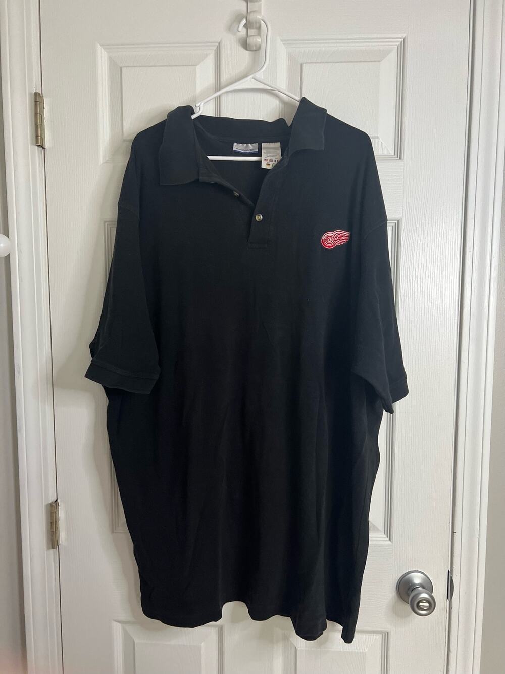 Retro Reebok Detroit Red Wings NHL Licensed Black Polo-Shirt 4XLT